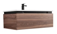 Тумба с раковиной Cezares Slider 80 подвесная, 1 ящик, орех дымчатый