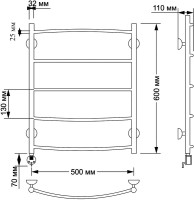 Полотенцесушитель электрический Secado Милан 1 плюс 65x55 см, подключение слева, бронза, лесенка, латунь