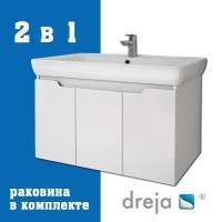 Тумба с раковиной Dreja Q(D) 80 подвесная, белый глянец
