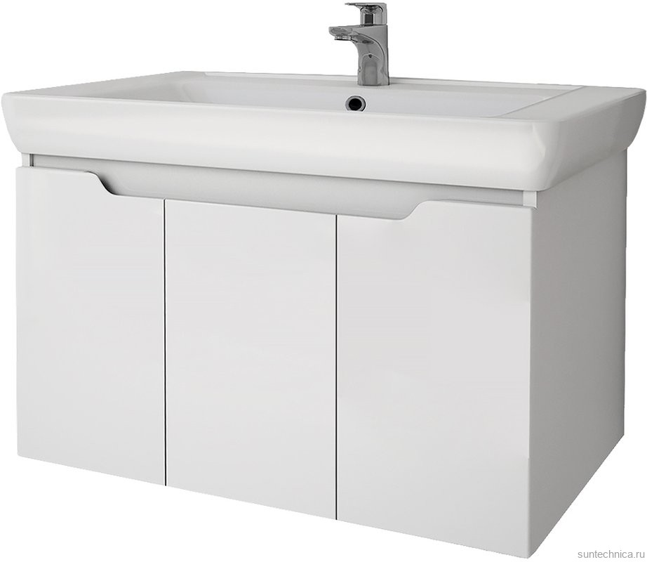 Тумба с раковиной Dreja Q(D) 80 подвесная, белый глянец