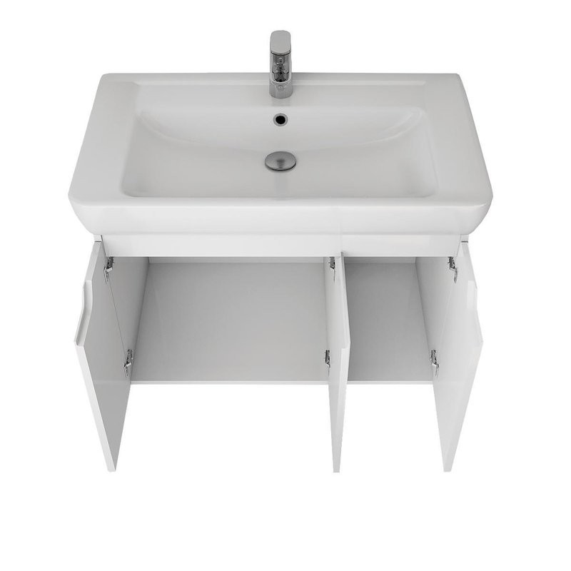 Тумба с раковиной Dreja Q(D) 80 подвесная, белый глянец