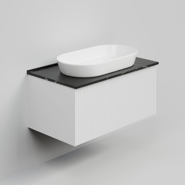 Тумба под раковину со столешницей La Fenice Terra 80 подвесная, bianca, столешница черный мрамор