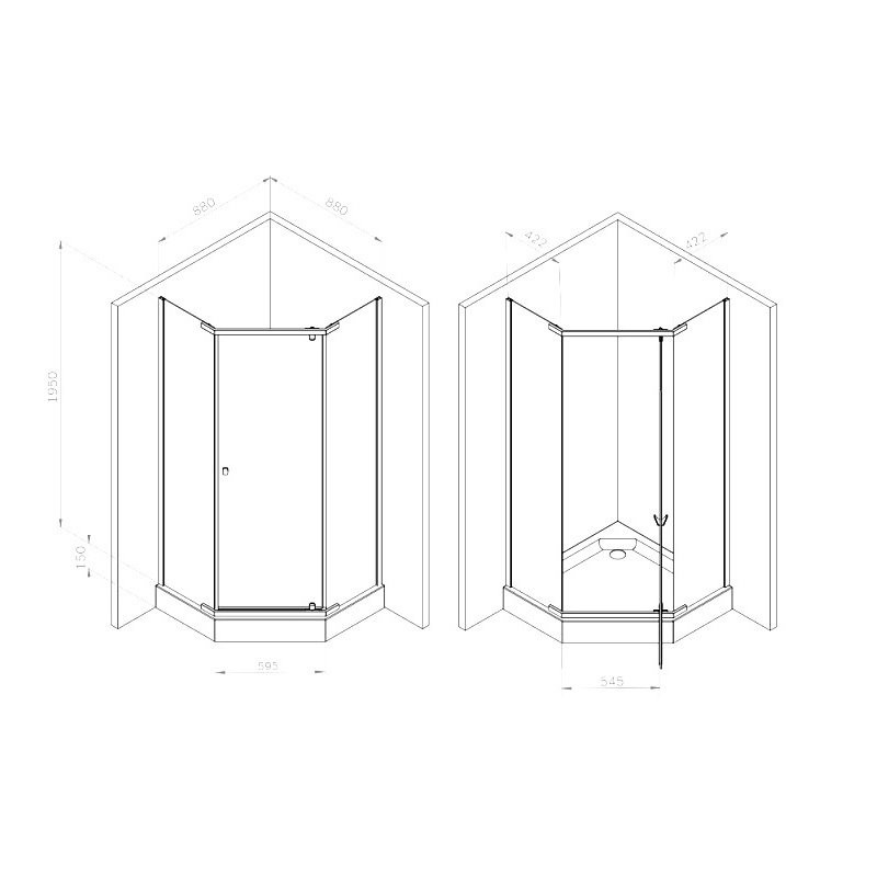 Душевой уголок AM.PM Sunny W87G-405-9090-MT 90x90 см, серебро
