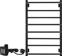 Полотенцесушитель электрический Secado Модена 2 85x55 см, подключение слева, матовый черный, лесенка, с отражателями