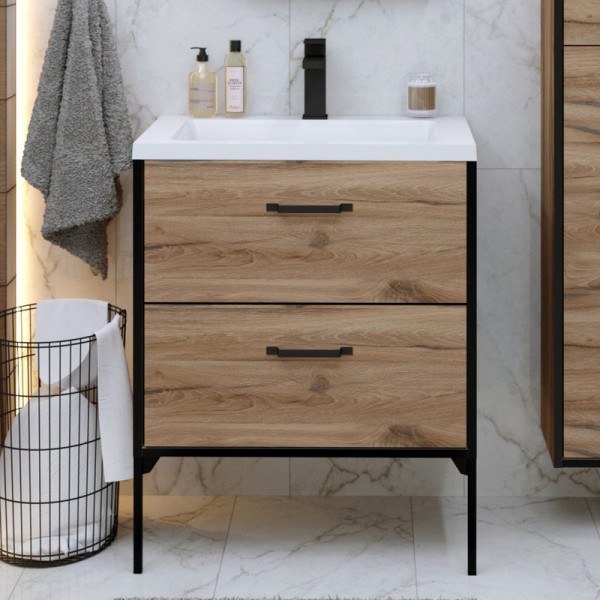 Тумба с раковиной Grossman Неро 70 альпийский дуб, черный