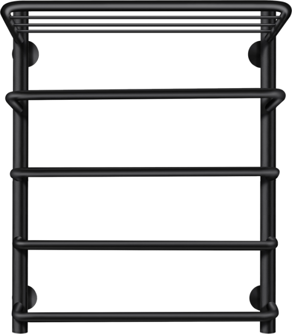 Полотенцесушитель водяной Secado Мерида 2 СП 60x55 см, матовый черный, лесенка, с полкой