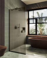 Душевая перегородка Maybahglass MGD-1354-6у 99 см, профиль черный, стекло бронза матовое