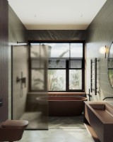 Душевая перегородка Maybahglass MGD-1354-6у 99 см, профиль черный, стекло бронза матовое