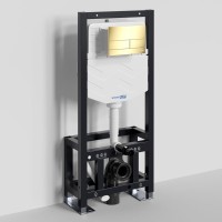 Система инсталляции для унитазов Wasserkraft Dill 61TLT.010.ME.PG04 с кнопкой смыва золото