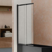 Шторка на ванну Vincea VSB-1E100CLB 100 см, профиль чёрный, стекло прозрачное