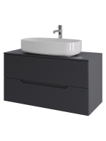 Тумба с раковиной Orange Line 100 подвесная, 2 ящика, матовый графит с раковиной B07-675W