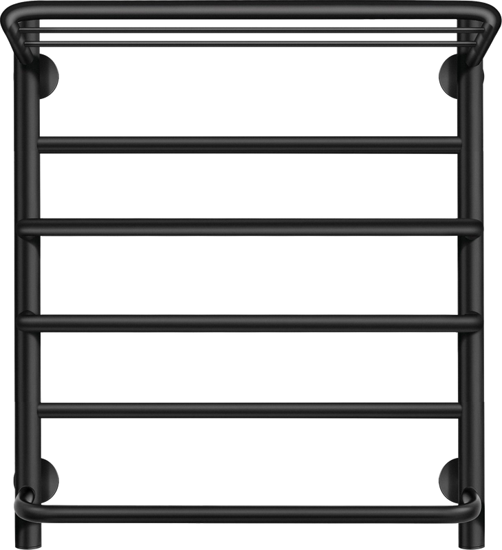 Полотенцесушитель электрический Secado Верона 2 60x50 см, подключение справа, матовый черный, лесенка, с полкой