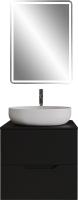 Мебель для ванной комнаты Orange Line 60 подвесная, 2 ящика, матовая черная с раковиной B05-520W