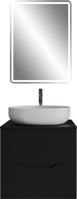 Мебель для ванной комнаты Orange Line 60 подвесная, 2 ящика, матовая черная с раковиной B05-520W
