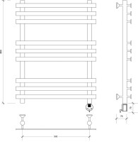 Полотенцесушитель электрический Secado Понтида Плюс, R 80x60 см, подключение справа, матовый черный, лесенка