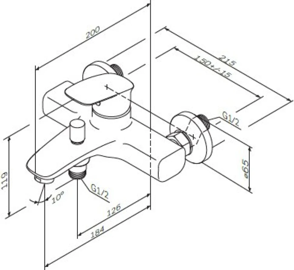 Смеситель для ванны с душем AM.PM Spirit V2.1 F71A10000