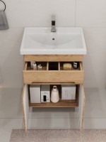 Тумба с раковиной SanStar Модена 60 напольная, дуб крафт золотой