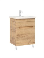 Тумба с раковиной SanStar Модена 60 напольная, дуб крафт золотой