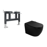 Комплект 2 в 1 Abber Bequem AC1108PMB-AC0101P Унитаз подвесной, с микролифтом + Монтажная рама