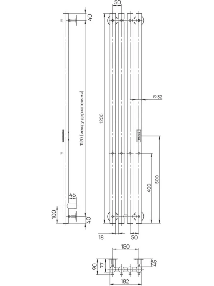Полотенцесушитель электрический Indigo Style 4 LSE120-18BRRt черный муар