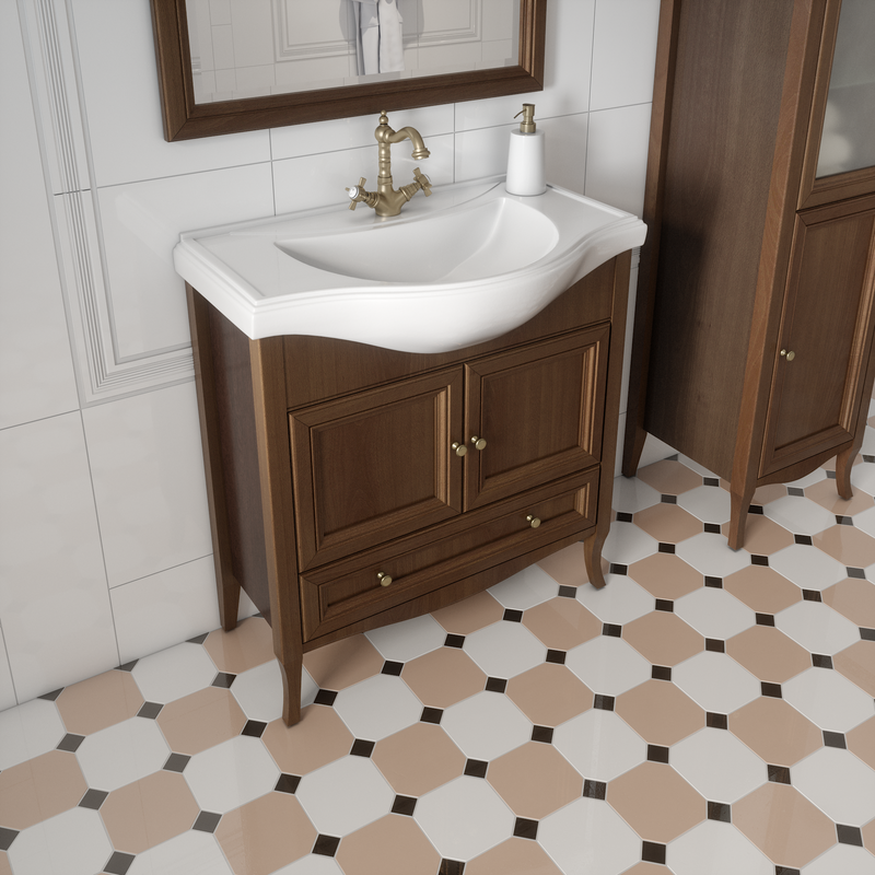 Мебель для ванной комнаты Caprigo Лион 80 2 дверцы, 1 ящик, орех античный