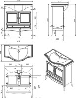Мебель для ванной комнаты Caprigo Лион 80 2 дверцы, 1 ящик, орех античный