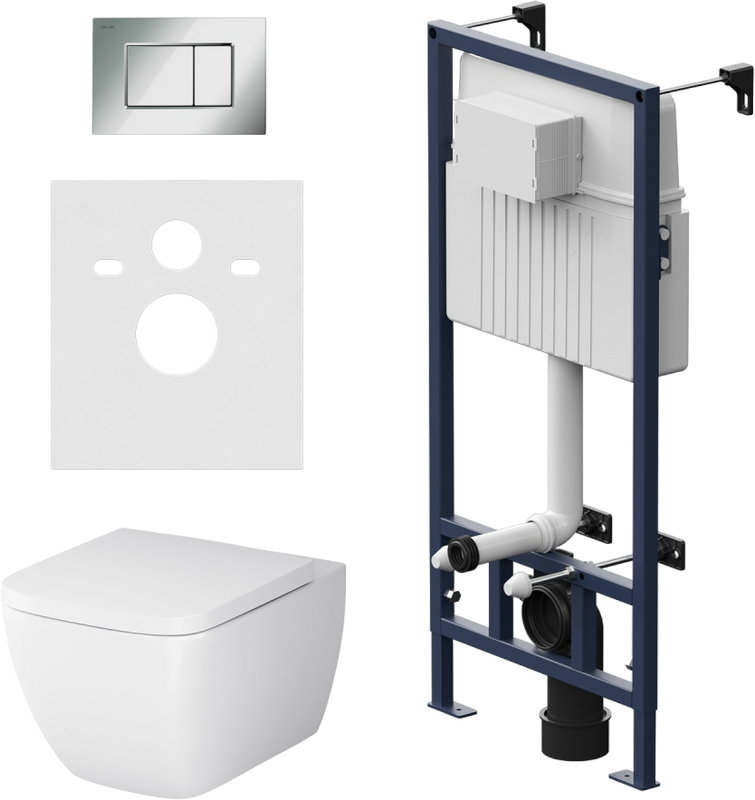 Комплект AM.PM Gem IS70251.901701 FlashClean с сиденьем микролифт, кнопка смыва хром глянцевая