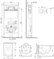 Комплект AM.PM Gem IS70251.901701 FlashClean с сиденьем микролифт, кнопка смыва хром глянцевая