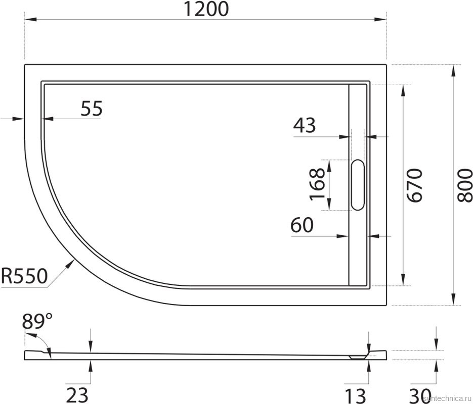 Поддон для душа Cezares TRAY-AS-RH-120/80-30-W-R 120x80 R, с сифоном, белый