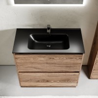 Тумба с раковиной Sancos Libra Floor 90 дуб чарльстон, черная раковина CN7002MB