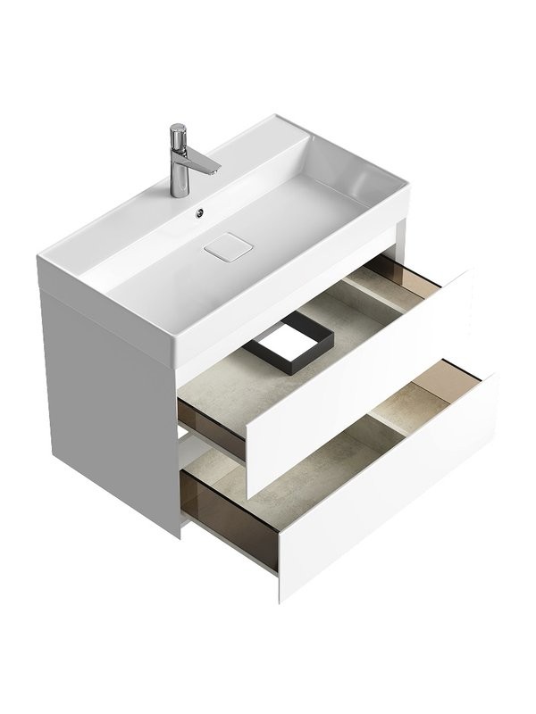 Тумба под раковину без столешницы Aqwella 5 stars Geometria 80 подвесная, 2 ящика, белая