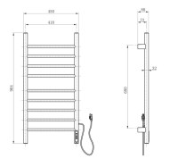 Полотенцесушитель электрический Wonzon & Woghand WW-AL409-CR хром