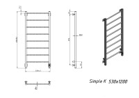 Полотенцесушитель электрический Grota Simple K RAL9016 EL 53х120, матовый белый
