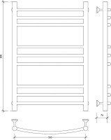 Полотенцесушитель водяной Secado Милан 3 80x55 см, золотой глянцевый, лесенка