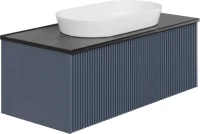 Тумба с раковиной La Fenice Terra 100 подвесная, blu grigio, столешница черный мрамор, раковина белая матовая
