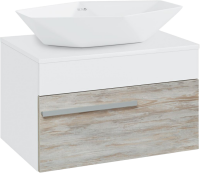 Тумба с раковиной Runo Вудлайн 65 подвесная, скандинавский дуб, раковина Poligono 65