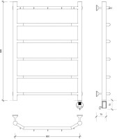 Полотенцесушитель электрический Secado Агата 1 К 80x50 см, подключение справа, графит, лесенка