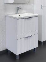 Тумба с раковиной Comforty Лима 60Н2 напольная, 2 ящика, матовая белая