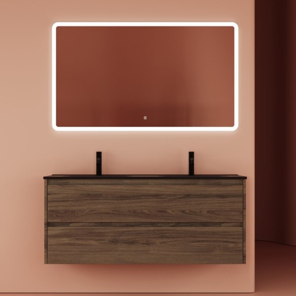 Мебель для ванной комнаты Sancos Libra 120 см двойная, дуб чарльстон, черная раковина