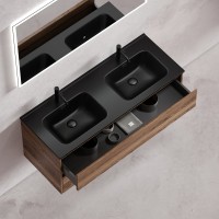Мебель для ванной комнаты Sancos Libra 120 см двойная, дуб чарльстон, черная раковина