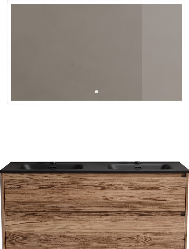 Мебель для ванной комнаты Sancos Libra 120 см двойная, дуб чарльстон, черная раковина