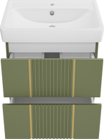 Тумба с раковиной Brevita Vega 60 подвесная, зеленая, золото