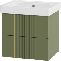 Тумба с раковиной Brevita Vega 60 подвесная, зеленая, золото