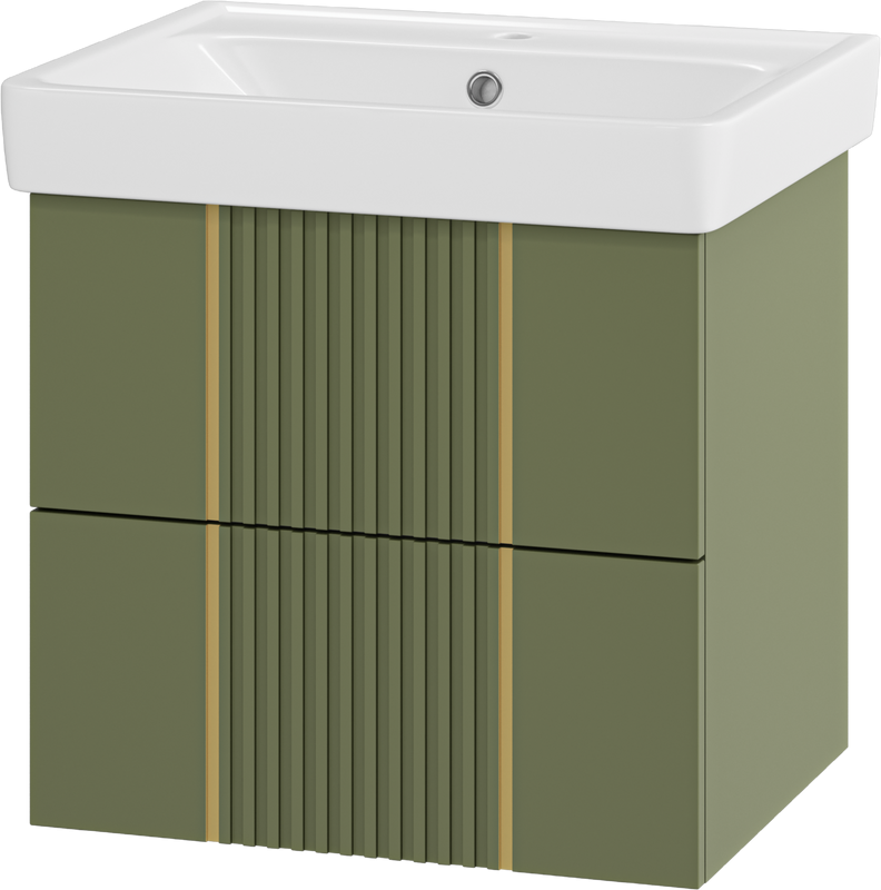 Тумба с раковиной Brevita Vega 60 подвесная, зеленая, золото