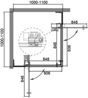 Душевой уголок Cezares Slider A 2 100/110 BR Nero профиль черный, стекло бронза