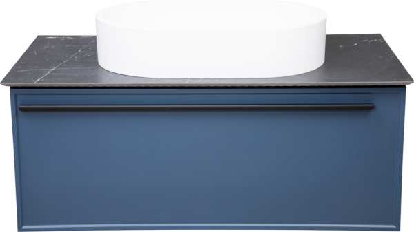 Тумба с раковиной La Fenice Elba 90, синяя, черная столешница, матовая раковина