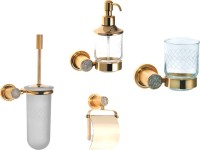 Набор Дозатор Boheme Royal Cristal Gold подвесной + Стакан Gold подвесной + Ершик Gold подвесной + Держатель Cold с крышкой