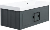 Тумба с раковиной La Fenice Cubo 90 R серая, ручка черная