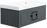 Тумба с раковиной La Fenice Cubo 90 R серая, ручка черная
