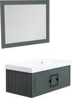Тумба с раковиной La Fenice Cubo 90 R серая, ручка черная